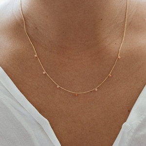 Gouden ketting, gouden ketting met kralen, gouden kettingen voor vrouwen, ketting kralen ketting, Moederdag ketting, sierlijke ketting voor vrouwen afbeelding 1