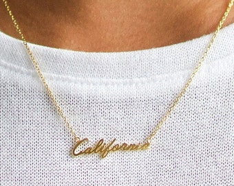 Gold California Necklace, Gold Necklace, CA Necklace, State Necklace, Wedding Gift, Bridesmaid Necklace Gift, Birthday Gift, Christmas Gift