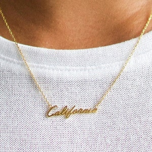 Gold California Necklace, Gold Necklace, CA Necklace, State Necklace, Wedding Gift, Bridesmaid Necklace Gift, Birthday Gift, Christmas Gift image 1