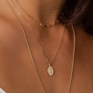 Virgin Mary Necklace, Gold Necklace, Gold Necklace Dainty, Gold Virgin Mary Medallion Necklace, Gold Filled Necklace, Gold Filled Medallion