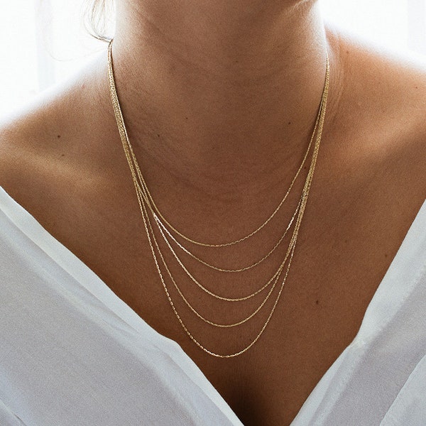 Gold Multichain Necklace, Layered Gold Necklace, Layered Necklace Set, Layered and Long Necklace, Gold Necklaces for Women, Layered Chain