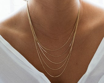 Gold Multichain Necklace, Layered Gold Necklace, Layered Necklace Set, Layered and Long Necklace, Gold Necklaces for Women, Layered Chain