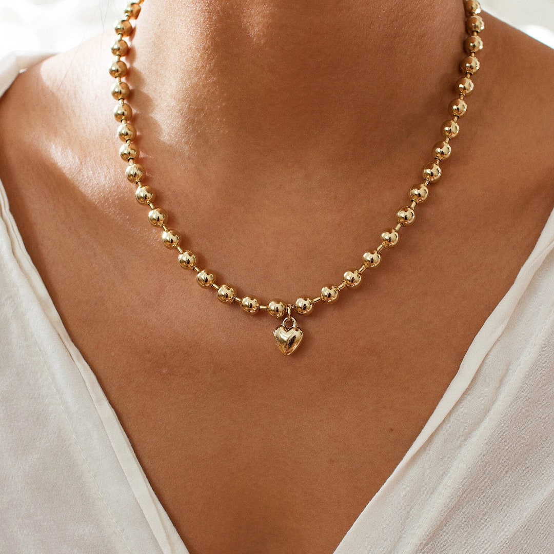 ◆VINTAGE HOLLYWOOD◆ Petit Heart Ball Chain Necklace VH2313 il_1080xN.3461695126_7xl5.jpg