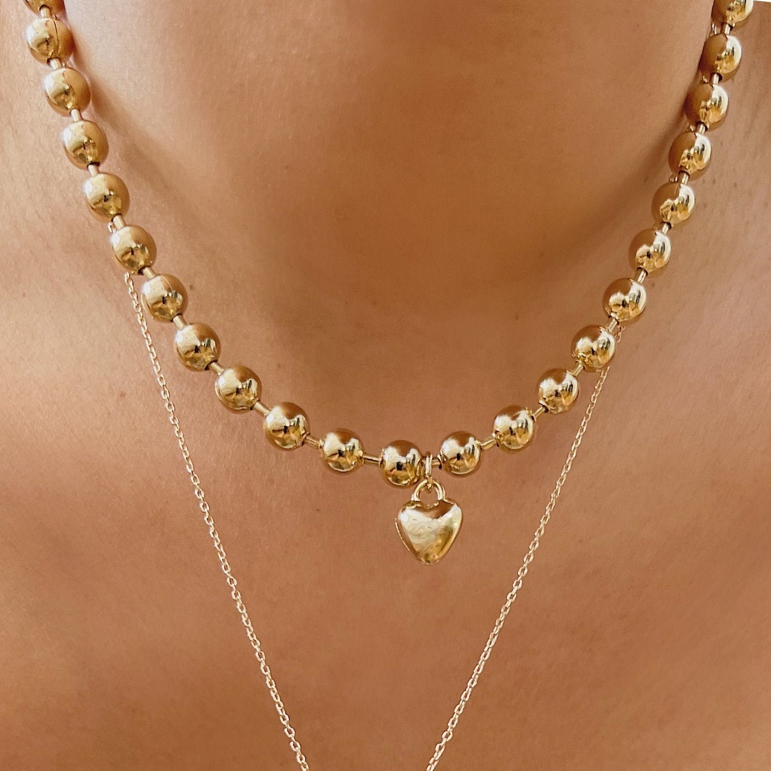 【VINTAGE HOLLYWOOD】Petit Heart Ball Chain Necklace EXVOTO_2BSMALL_2BBATCH_2BVINAT