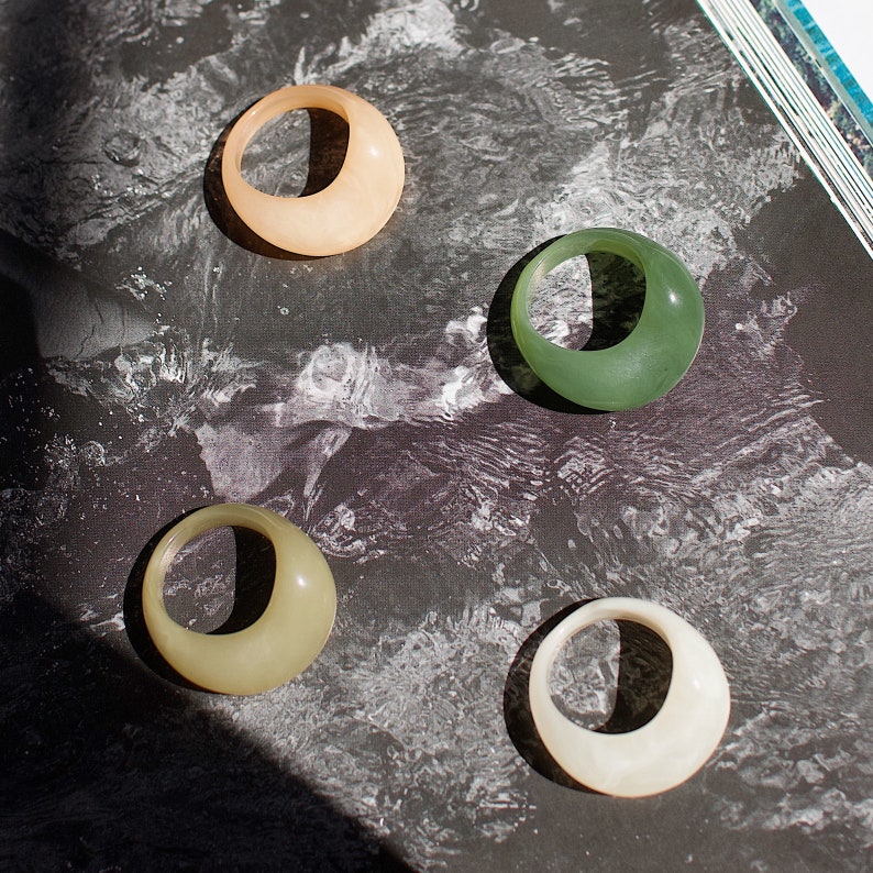 Stackable Resin Rings, Chunky Ring, Trendy Resin Ring, Chunky Resin Rings, Y2K Stackable Summer Rings, Stackable Ring, Statement Ring image 4