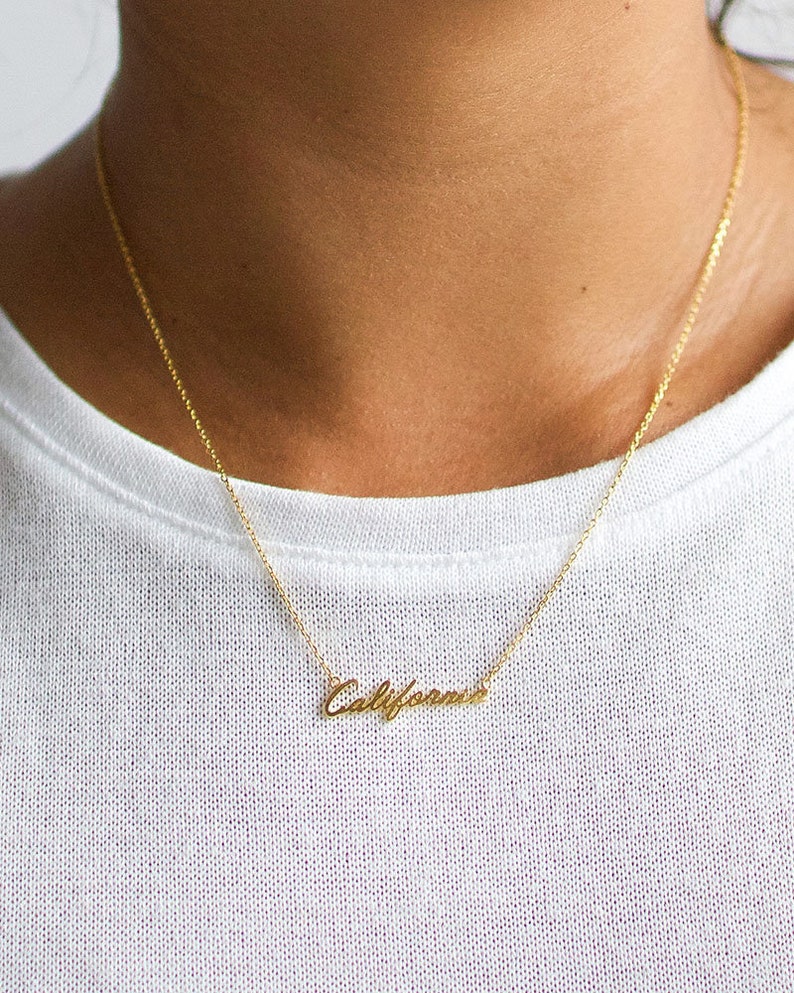 Gold California Necklace, Gold Necklace, CA Necklace, State Necklace, Wedding Gift, Bridesmaid Necklace Gift, Birthday Gift, Christmas Gift image 2