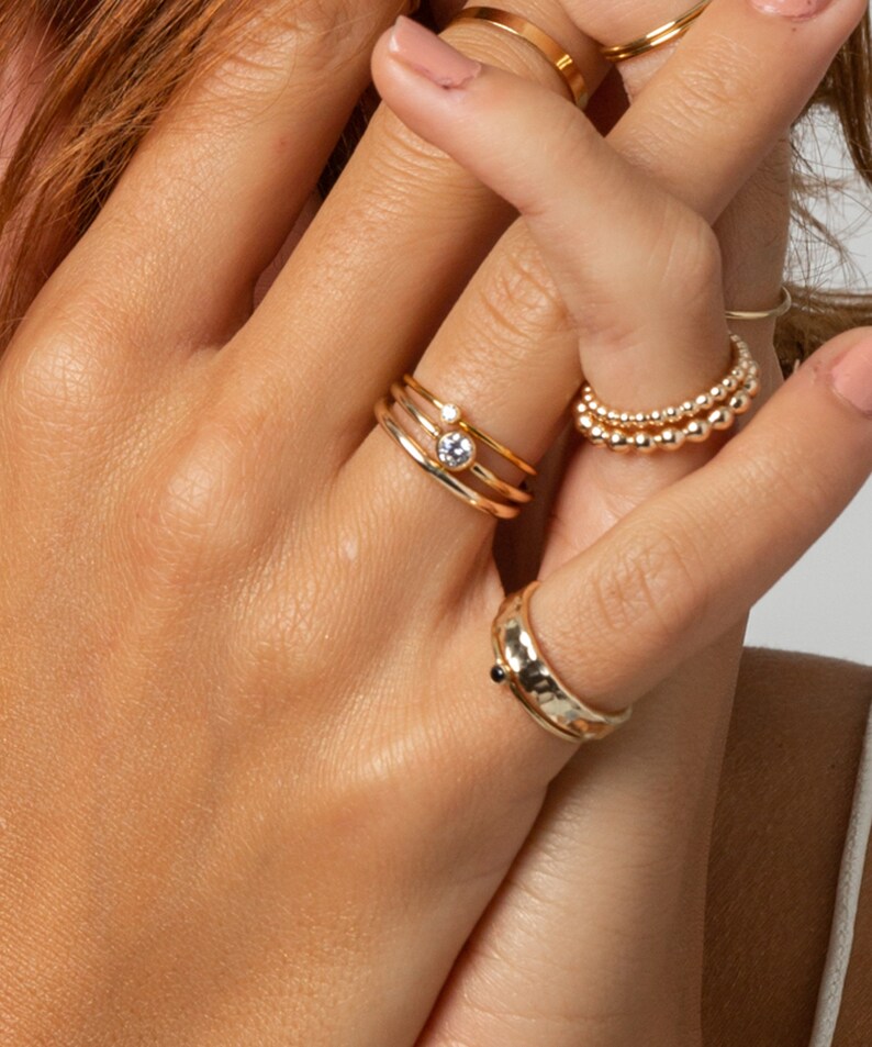 CZ Diamond Ring, Diamond Stacking Ring, Gold Diamond Ring, Stackable Gold Rings, CZ Birthstone Ring image 4