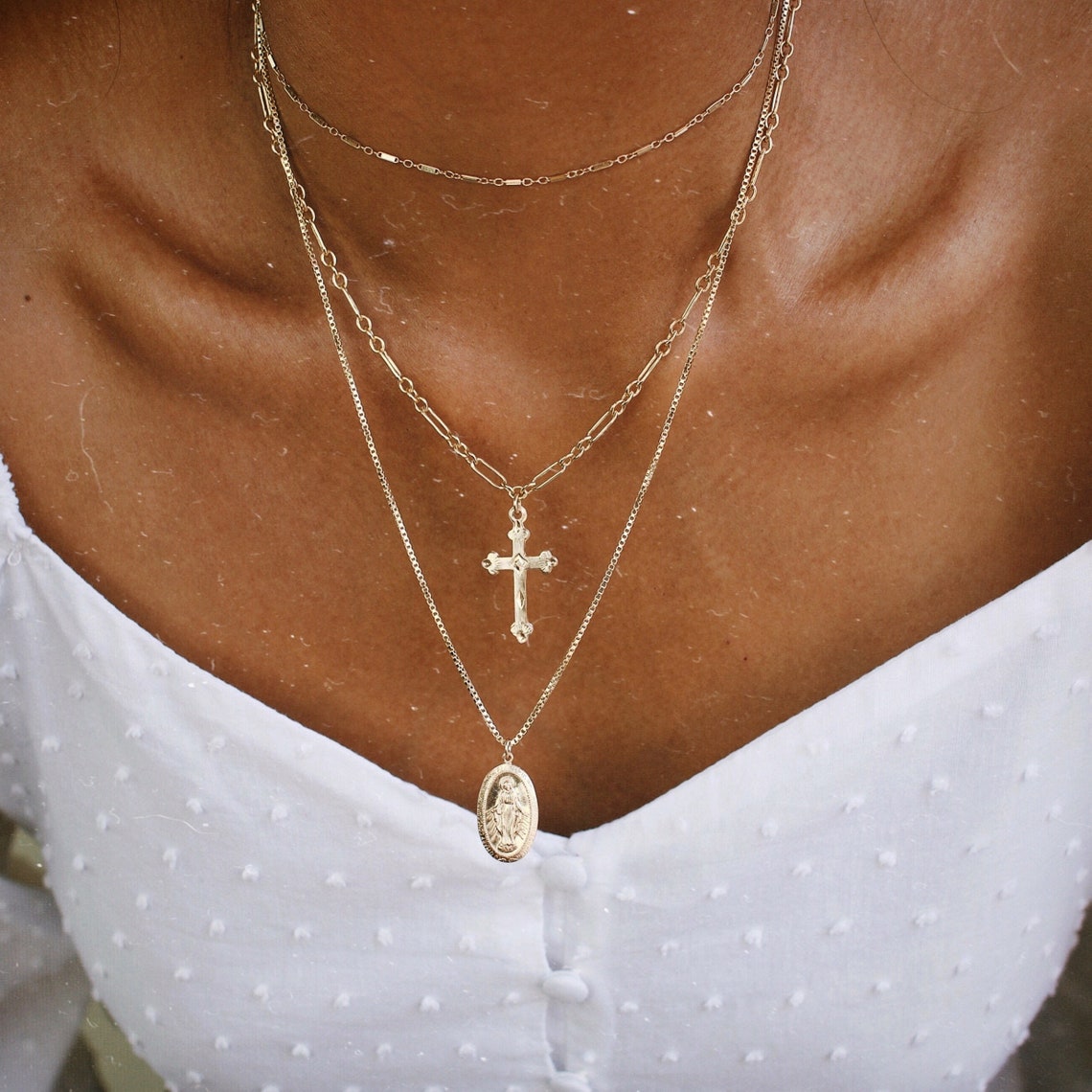 Mary Pendant Necklace Gold Necklace Gold Filled Necklace Etsy