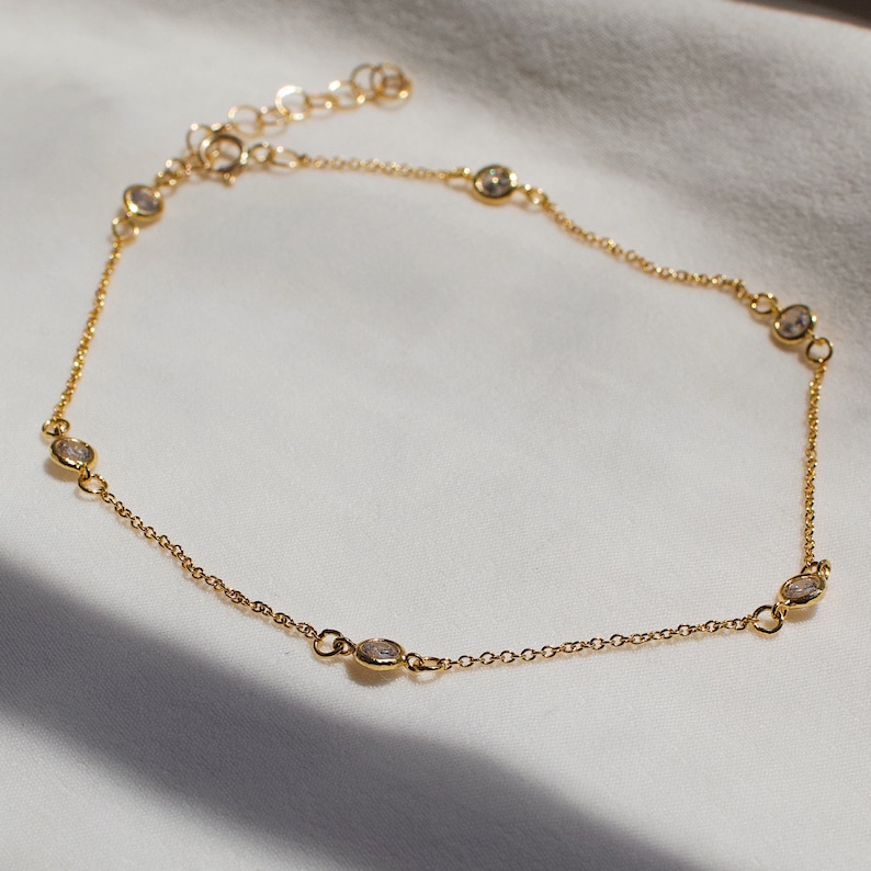 Anklets, Pearl Anklet, Gold Filled Anklet, Adjustable Anklet, Freshwater Pearl Anklet, CZ Anklet, 14k Gold Filled Anklet, Summer Anklets image 5