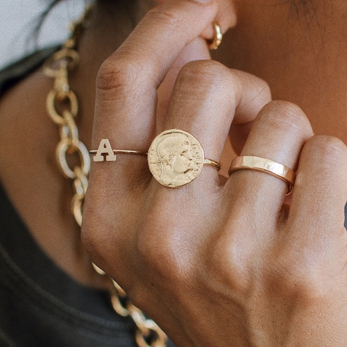 Medallion Ring Gold Coin Ring Statement Ring Ancient Coin Etsy
