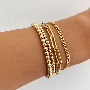 Curb Chain Bracelet, Gold Bracelet, Gold Filled Curb Chain Bracelet, Gold Layering Bracelet, Gold Chain Bracelet, Gift for Her image 4