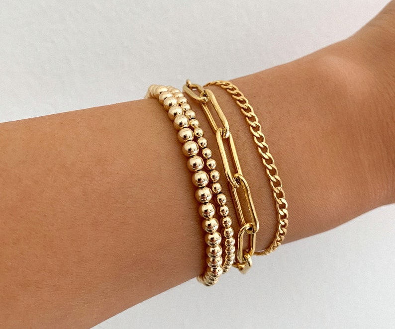 Curb Chain Bracelet, Gold Bracelet, Gold Filled Curb Chain Bracelet, Gold Layering Bracelet, Gold Chain Bracelet, Gift for Her image 4