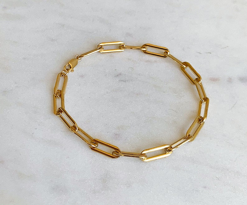 Paperlink Chain Bracelet, Gold Bracelet, 14k Gold Filled Bracelet, Gold Layering Bracelet, Link Chain Bracelet, Bold Gold Chain Bracelet image 2