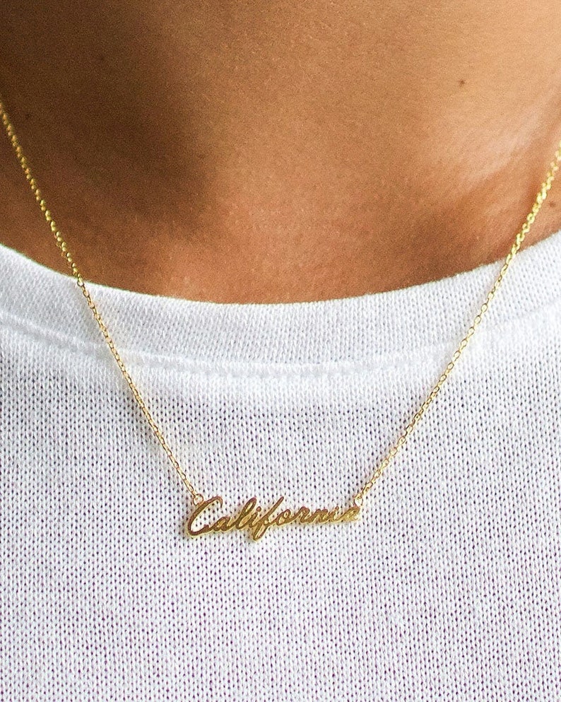 Gold California Necklace, Gold Necklace, CA Necklace, State Necklace, Wedding Gift, Bridesmaid Necklace Gift, Birthday Gift, Christmas Gift image 1