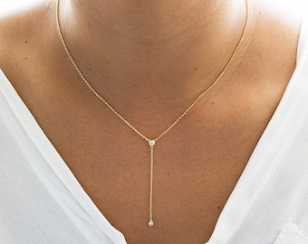 Lariat Halskette, Lariat & Y Halsketten, Y Halskette, Gold Halskette, Brautjungfer Schmuck, Brautjungfer Halskette, Geschenk für Sie, Brautjungfer Geschenk