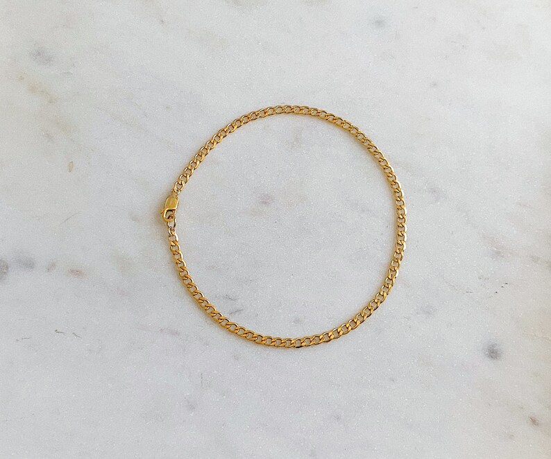 Curb Chain Bracelet, Gold Bracelet, Gold Filled Curb Chain Bracelet, Gold Layering Bracelet, Gold Chain Bracelet, Gift for Her image 5