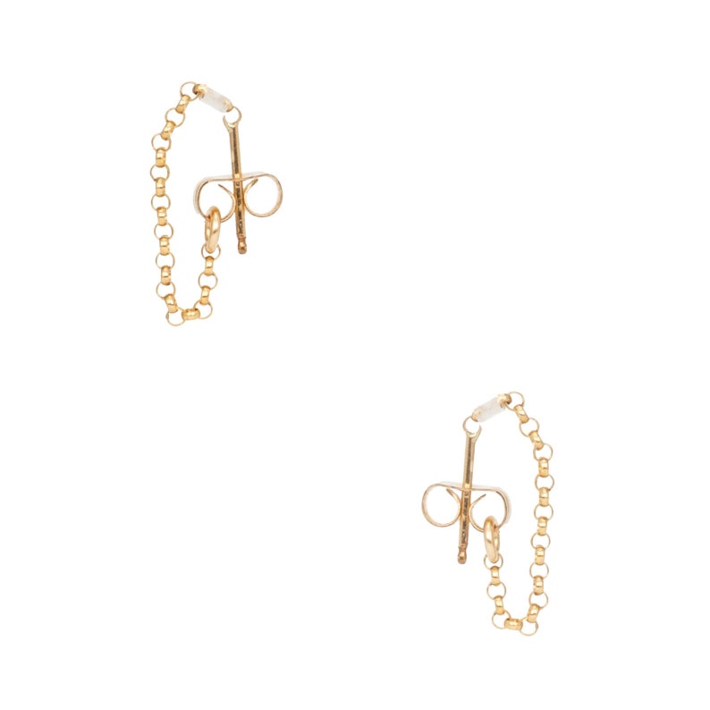 Chain Hoop Earrings, Gold Hoop Earrings, Chain Earrings, Hoop Earrings, Dainty Jewelry, Thread Earrings, Gold Filled Earrings image 6