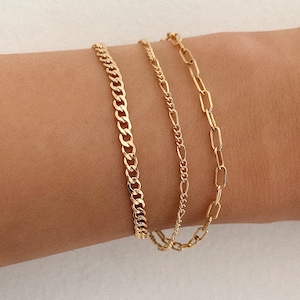 Curb Chain Bracelet, Gold Bracelet, Gold Filled Curb Chain Bracelet, Gold Layering Bracelet, Gold Chain Bracelet, Gift for Her image 1