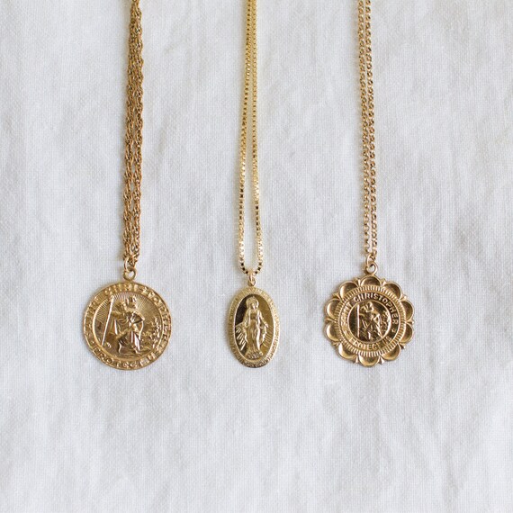 St. Christopher Necklace Gold Pendant 