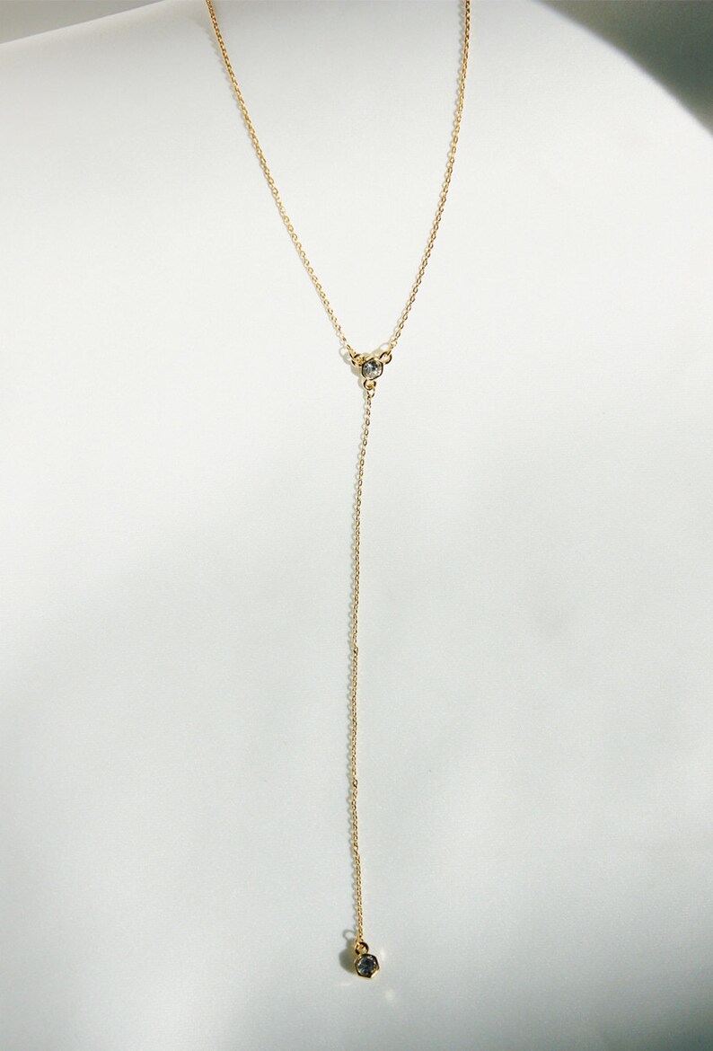 Lariat Necklace, Lariat Necklace Gold, Lariat Gold Necklace, Lariat Y Necklace, Bridesmaid Jewelry, Bridesmaid Necklace, Wedding Jewelry image 2