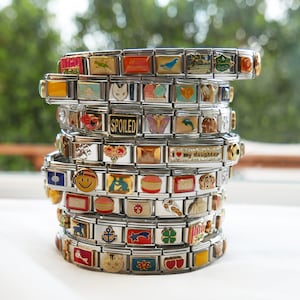 Customizable Italian Charm Bracelet, Vintage Links 9mm Wide, Stretchy Adjustible Charm, Italian Charm, Y2K Bracelet 2000s Jewelry