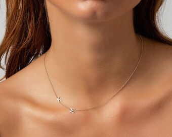 14k Initial Necklace Asymmetrical 