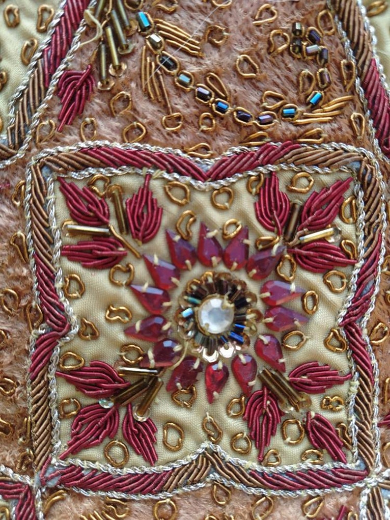 Handmade tapestry upcycled wall hanging with bead work and Etsy