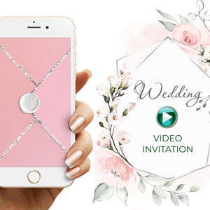 Blush pink wedding video invitation with envelope and butterfly, Blush pink wedding invitation, Animated Video Invitation, E-invite