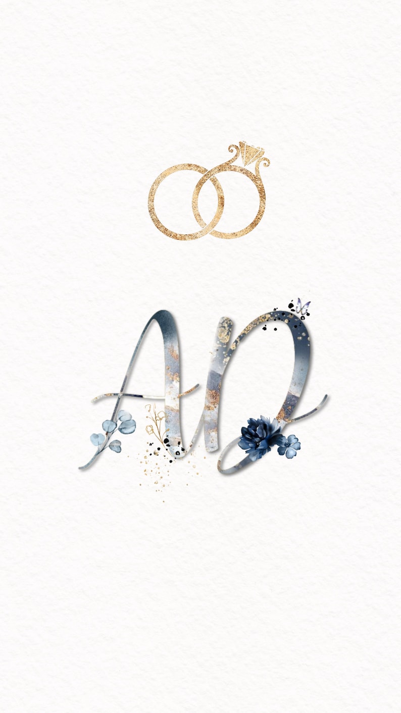 Navy Blue & Gold Wedding Video Invitation With Photo, Save the Date