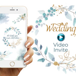 Aquarell Hochzeit Video Evite, elektronische Hochzeit ODER Save The Date Animierte Video Einladung, E-Invite für Smartphone