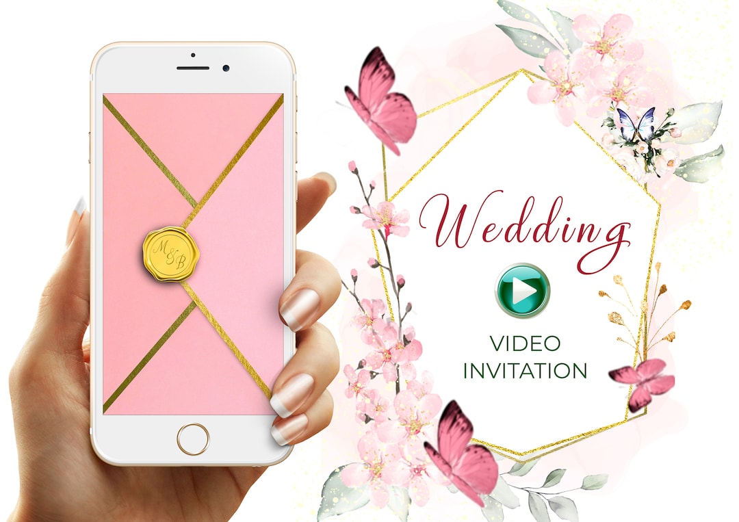Wedding video invitation white\u0026peach roses, Greenery wedding invitation,  Wedding video invite, Animated Video Invitation, image size:1080x763