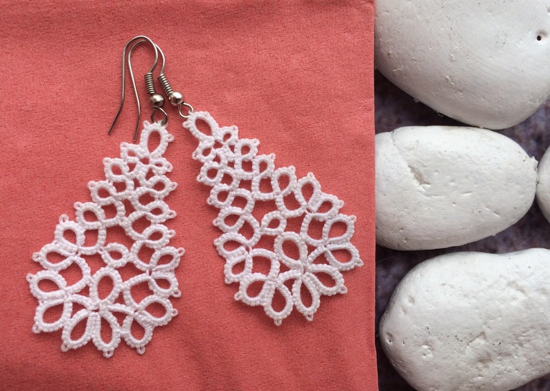 Lace Earnings Tatting Jewelry Etsy