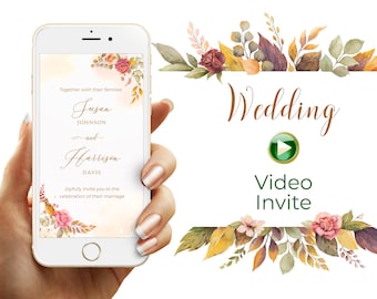 Terracotta Autumn Wedding Video Invitation, E-invite