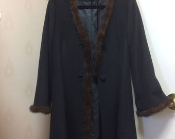 Vintage 1950s Mink & Cashmere Coat jacket/ Hairband Set