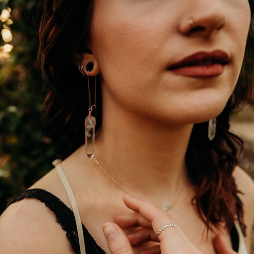 Dangle Plugs Clear Quartz Plugs Earrings for Plugs Drop Etsy