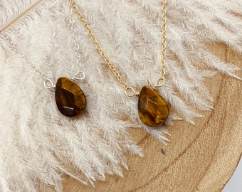 Tiger’s Eye Faceted Tear Drop Necklace