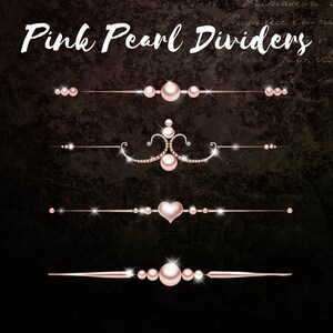 PINK PEARL DIVIDERS clipart,Luxury bling wedding clip art,Pink pearl clip art, Bridal shower clipart,Page separators graphic