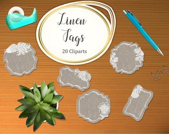 LINEN TAGS Clipart,Linen Frames Clipart,Lace Linen Tags Frames Clipart,Planner Elements,Scrapbooking Elements,Lace Linen Elements Clip Art