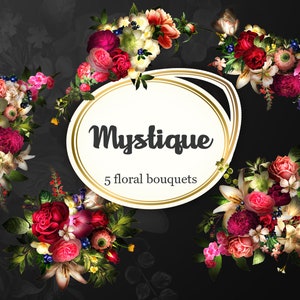 Digital bouquets clipart MYSTIQUE,Floral  arrangements,Instant download digital bouquets,Wedding bouquets clipart,Moody floral bouquets