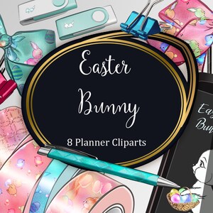 EASTER  BUNNY Planner Clipart,Easter Planner,Easter Clipart,Easter Planner Graphic,Planner Elements,Planner Illustration,Planner Bow Clips