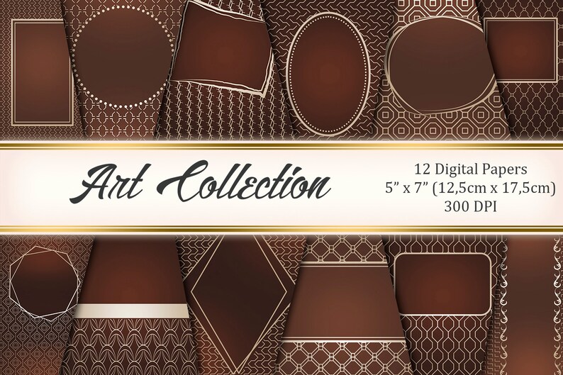 Digital Paper ART Collectiongold Abstract Geometric Etsy
