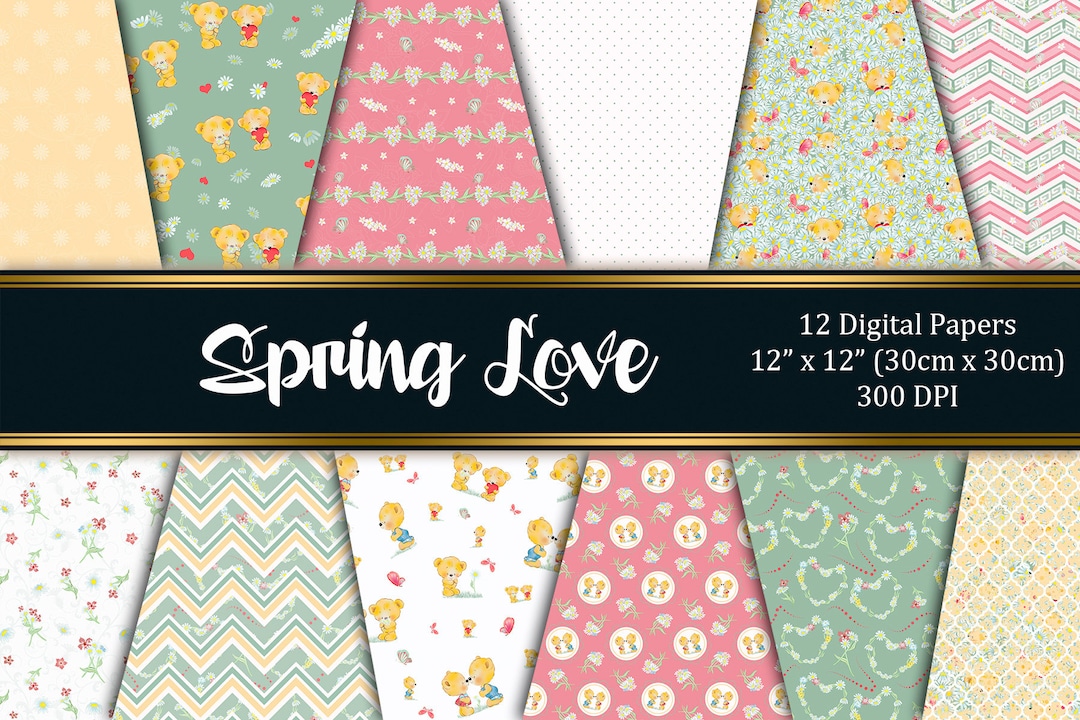 Valentines Day Paper Pack SPRING Love,digital Paper Pack Valentines Day ...