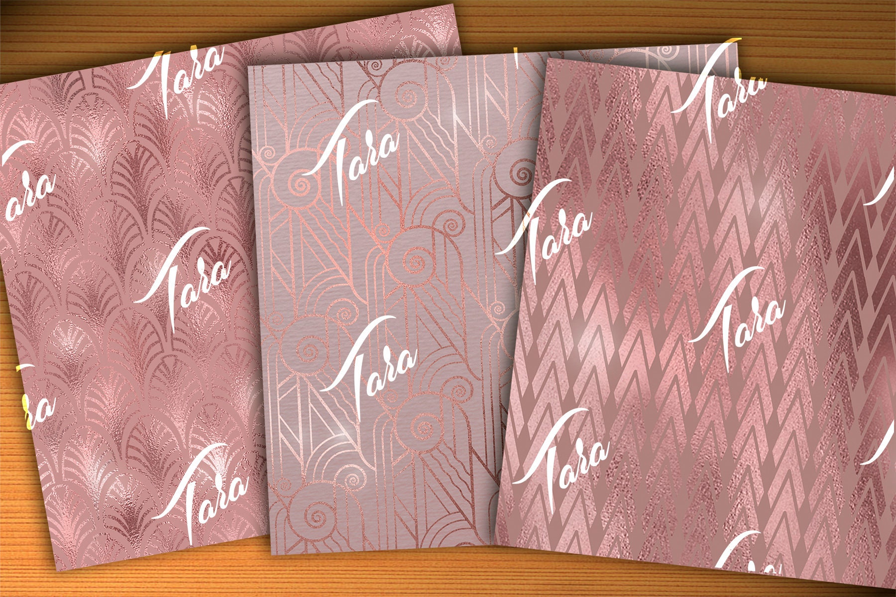Digital Paper Pack ART DECO Rose Gold,digital Texture Background