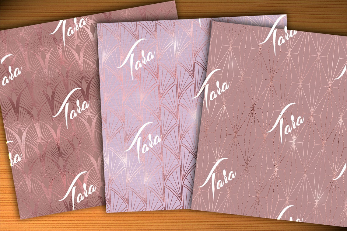 Digital Paper Pack ART DECO Rose Gold,digital Texture Background