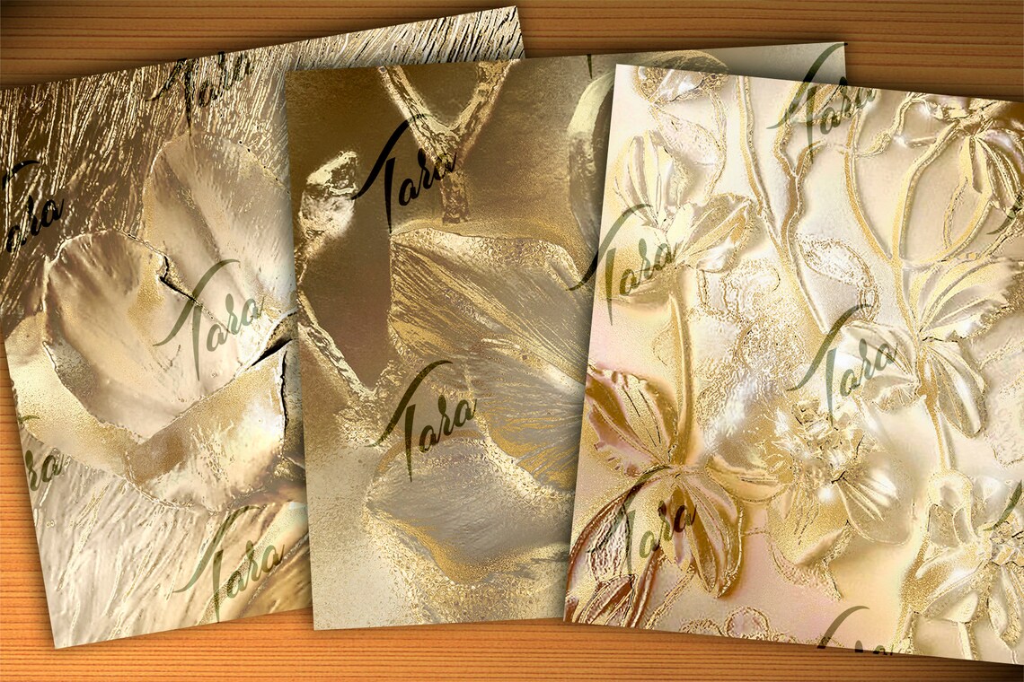 Gold Foil Digital Paper Pack GOLDEN Floralfloral Digital Etsy