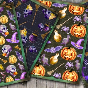 Digital Journal Papers DARK SIDE,bats, skulls, witches,Halloween Journal Pages,Stationery paper,Scrapbooking,Printable Papers