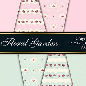 Shabby chic digital paper FLORAL GARDEN,Digital paper shabby chic,Shabby  chic digital background,Shabby chic digital pattern,Floral pattern