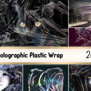 20 HOLOGRAPHIC PLASTIC WRAP Photoshop Overlays,Plastic Texture Photo,Plastic Bags Overlays,Plastic Clipart,Photoshop Effects,Hologram