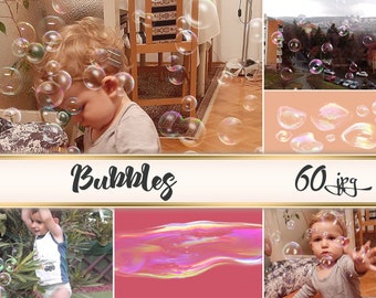 60 BUBBLES Photoshop Overlays,Wedding & Kidds Photography Bubbles Overlay,Soap bubbles photo overlays,Real Bubbles Effect,Instant download