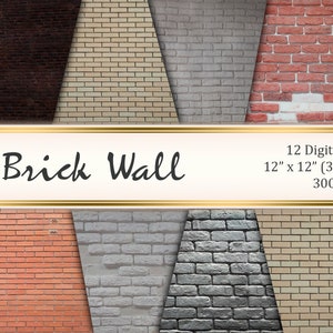 Pacchetto di carta digitale BRICK WALL ,pacchetto di carta stampabile texture digitale,grafico Planner,carta Scrapbooking,modello brick,carta texture Brick